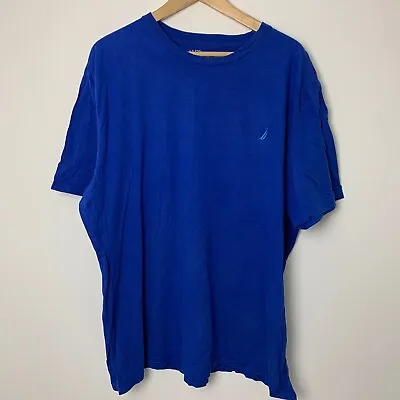 NAUTICA Blue Small Logo Classic Short Sleeve T-Shirt Men's XXL • £10