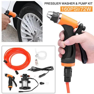 High Pressure 12V Car Washer Water Pump Kit Sprayer Cleaner Wash Hose Portable • £15.19