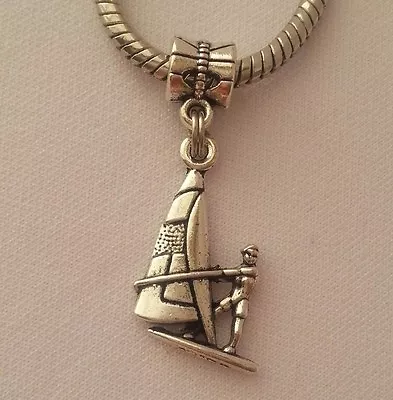 Sailboat Boat Ocean Yacht Nautical Beach Dangle Bead Fit European Charm Bracelet • $10.95