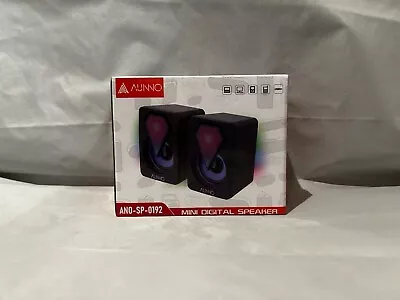 PC Speakers AUNNO USB Powered Computer Speakers With Muti RGB Light Mini Speak • £7.99