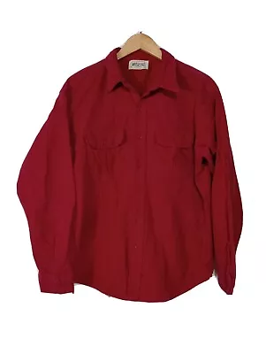 Vintage 80s/90s American Eagle Chamois Flannel Shirt Solid Red XL • $27