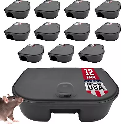 Mice Bait Station 12 Small Exterminator Boxes 1 Key Heavy Duty Durable Discreet • $50.73