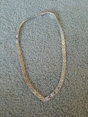 16  Diamond Cut Herringbone V-shape 925 Italy Sterling Silver Necklace 34 Gram • $75