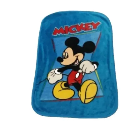 Vtg Disney Mickey MouseBlue/Red Luxe Plush Baby/ Toddler Blanket 53  L× 36  W • $39.95