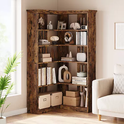 72” Large Bookcase Wood Bookshelf L Shaped Bookshelf 5 Tier Corner Shelf Display • $161.05