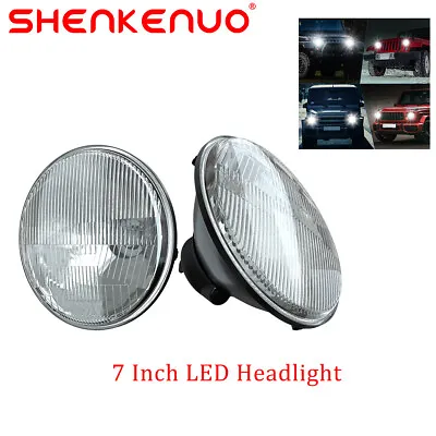 7 Inch LED GLASS Headlight Round ORIGINAL CLASSIC LOOK Conversion Chrome Pair • $39.99