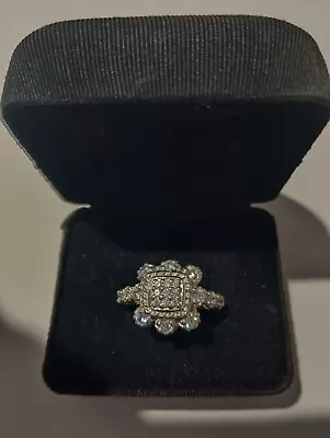 Vtg Judith Ripka Sterling Silver CZ Square Cluster Halo Ring • $65