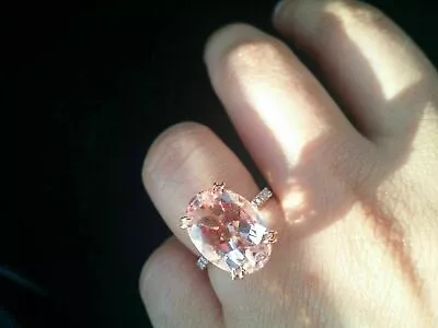 3ct Oval Cut Lab Created Peach Morganite Halo Engagement Ring 14k Rose Gold Over • $111.99