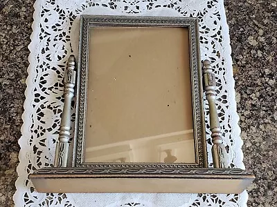 Vintage Small Wood Picture Frame Swing Tilt Rustic Silver 5 X7  W/ Glass • $16.99