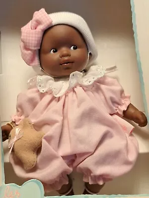 Vintage 1999 Mini Calin Corolle Baby Girl Dark Skin Doll 8  Vinyl & Soft Body • $30