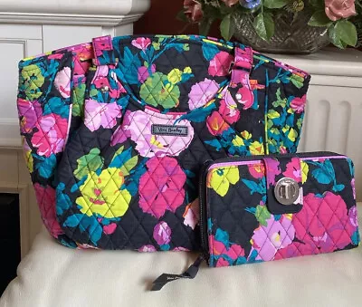 Vera Bradley Hilo Meadow Quilted Shoulder Bag Purse With Matching Wallet Floral • $65