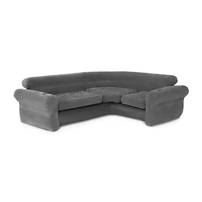 Intex Corner Sofa L-Shaped Inflatable Home Lounge Couch With Cupholders Gray • $119.99