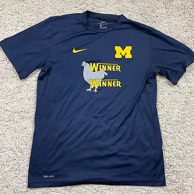Michigan Wolverines Shirt Men Large Blue Nike Dri Fit Winner Winner Chicken • $24.95