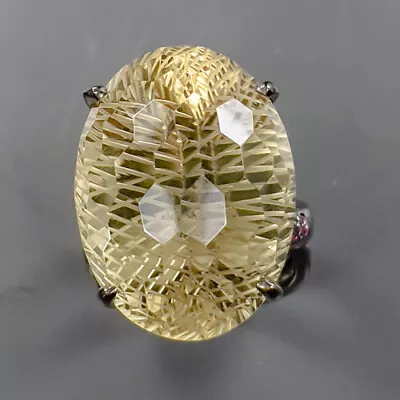 Jewelry Fine Art 30 Ct Lemon Quartz Ring 925 Sterling Silver Size 8 /R338943 • $29.99