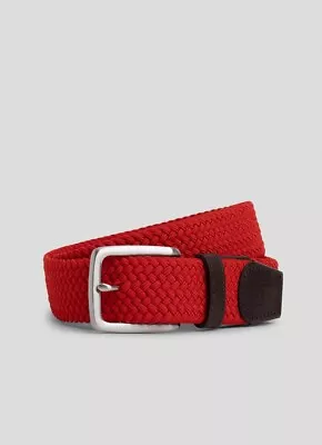 J. Lindeberg Ben Braided Red Elastic Belt FMAC09597 G135 95CM NEW NWT • $39.99