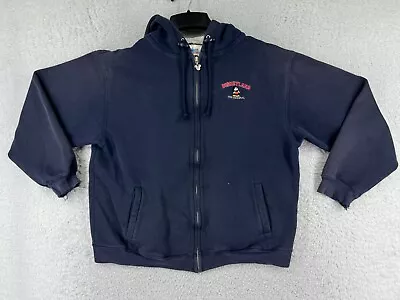 Disney Jacket Mens Medium Blue Full Zip Hooded Cotton Blend Disneyland Mickey • $11.54