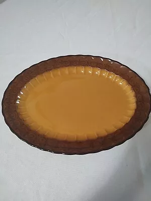 Vernon Ware By Metlox Made California Ocre Brown Color Large Serving Platter • $16