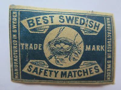 BEST SWEDISH MATCHES MATCH BOX LABEL C1930 MEDIUM SIZE MADE In SWEDEN NEST PICTd • $5.83