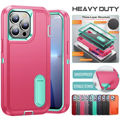 $8.99 • Buy For IPhone 14 13 12 11 Pro Max XR SE 8 7 Plus Case Shockproof Tough Stand Cover