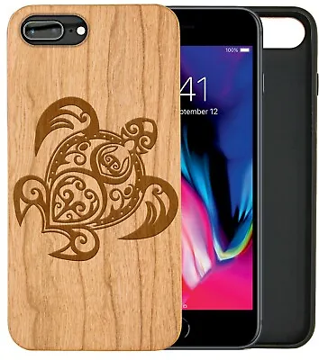 £11.99 • Buy IPhone Samsung Huawei Pixel Real Wooden Phone Case Engraved Tribal Turtle