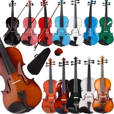 Glarry 4/4 3/4 1/2 1/4 1/8 Size Acoustic Violin Fiddle With Case Bow Rosin • $49.99