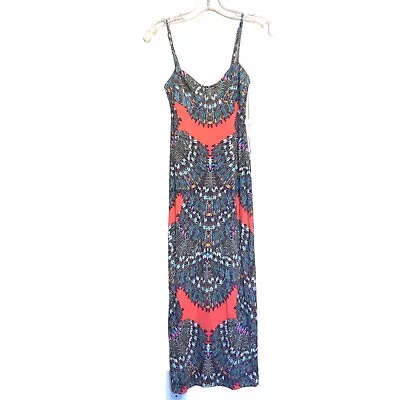 Mara Hoffman Swim Maxi Dress Womens XS New Feather Print Colorful Adjustable A23 • $49.95