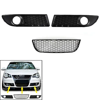 For Polo Lower VW BLACK Fog GTI Bumper Front Grill 2005-2009 9N3 Grille Center • $125.83