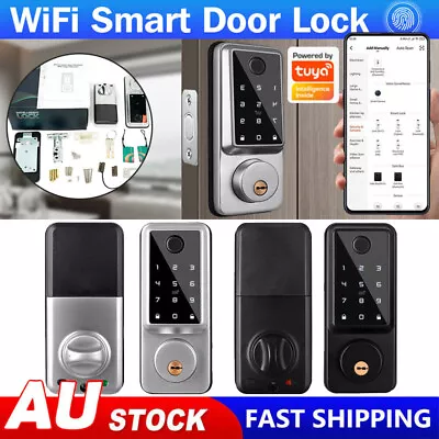 Wifi Smart Door Lock Front Deadbolts APP Fingerprint Card Keyless Digital Keypad • $106.89