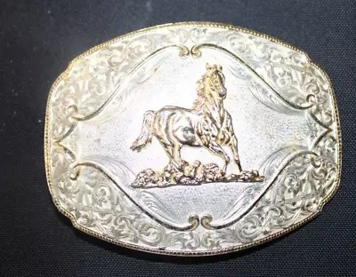 Montana Silversmith 3 1/8  X 4  Stallion Belt Buckle • $34.19