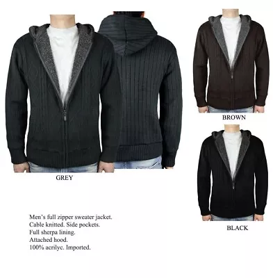 Blue Ocean Mens Cable Sweater Jacket W/Hood (SW-675) • $50