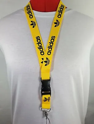 $4.97 • Buy Adidas Lanyard Yellow & Black Strap Detachable Keychain Badge ID Holder