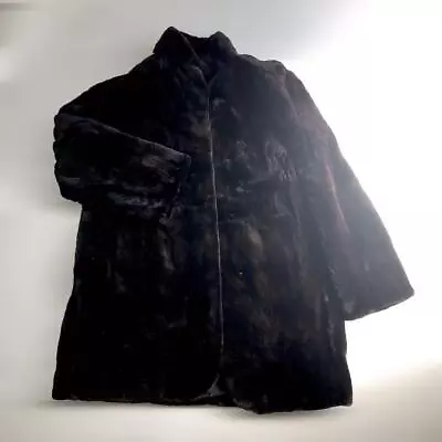 SAGAMINK Shared Mink Long Fur Coat Black Size 11 From Japan • $120