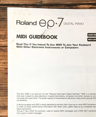 $14.97 • Buy Roland EP 7 Digital Piano Midi Guidebook *Original*