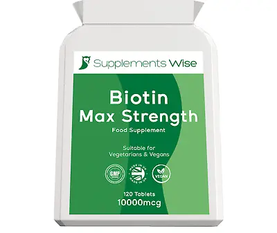 Biotin 10000mcg 120 Tablets MAX STRENGTH For Beard Hair Skin And Nail Growth • £8.95