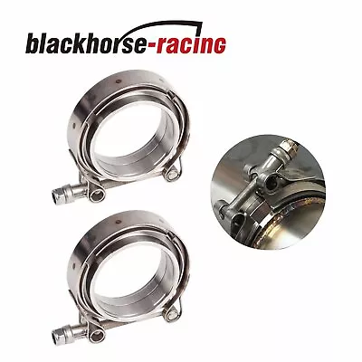 $28.88 • Buy 2 Pieces 2.5'' V-Band Flange & Clamp Kit For Turbo Exhaust Pipes MILD STEEL
