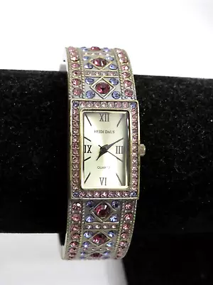 HEIDI DAUS Women’s Cuff Swarovski Crystal Bracelet Watch -- New B • $69.95