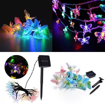 LED Solar Fairy String Light Butterfly Shape Waterproof Xmas Outdoor Yard Decor • $9.11