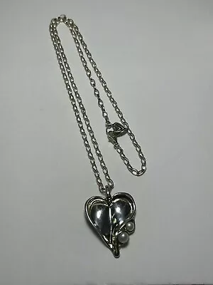 Hagit Sterling Silver Necklace And Heart Pendant • $91.07