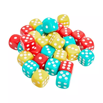 30 Pack Six-Sided Coloured Dice Spot 3 Colours D6 Dice Set Replace Dice • $10.53