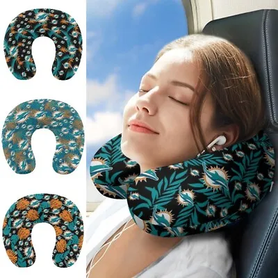 Dolphins Miami Airplane Sleep U-shaped Pillow Portable Travel Neck Pillow • $18.99