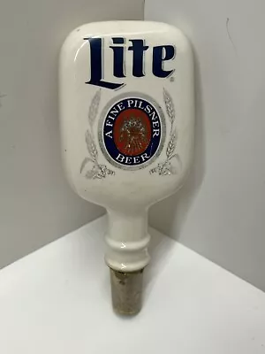 Vintage Miller Lite Beer Tap Handle Ceramic Knob 5.5” Pub Bar “A Fine Pilsner” • $24.99