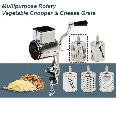 Rotary Coconut Shredder Cheese Grater Manual Vegetable Grinder Stainless Steel • $31.35