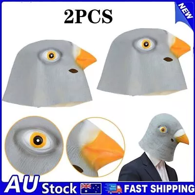 2Pcs Pigeon Head Mask Creepy Animal Halloween Costume Theater Prop Latex Toys AU • $25.99