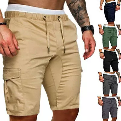 Men's Short Gym Trousers Daily Skinny Stretching Pure Color Shortscasual • $14.76