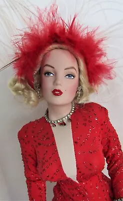 Franklin Heirloom Doll MARILYN MONROE In Red GENTLEMEN PREFER BLONDES In Box • $45