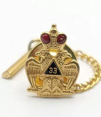 10k Gold Scottish Rite Double Head Eagle 33rd Degree Masonic Tie Tack Lapel Pin  • $199