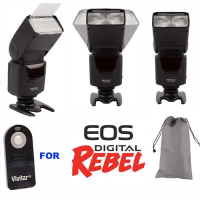 ZOOM SWIVEL PRO FLASH FOR CANON EOS T1 T2 T3 XS XSI XT XTI SL1 BY VIVITAR Photo® • $54.59