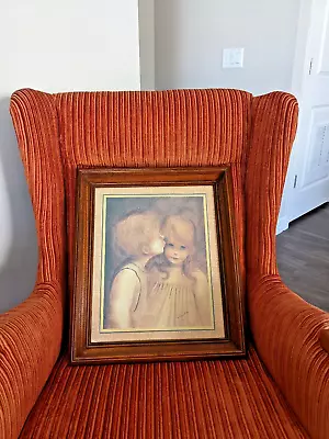 Vintage Margaret Kane A LITTLE KISS Big Eyes Art Print Signed Framed • $21.75