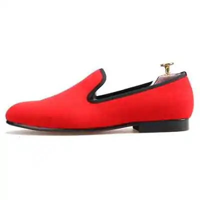 FERUCCI Men Plain Red Velvet Slippers Loafers Flats Prom Wedding • $104.99