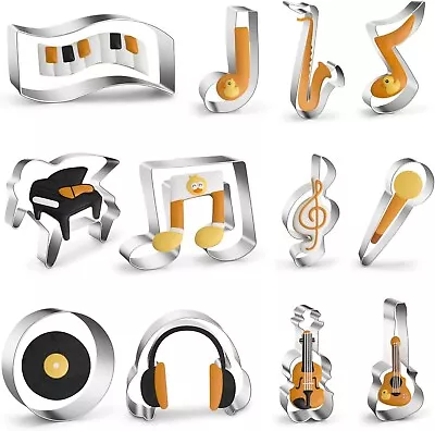 Music Instruments And Note Cutters - 12 Pieces Cake Decorating And Cookie Making • £11.98